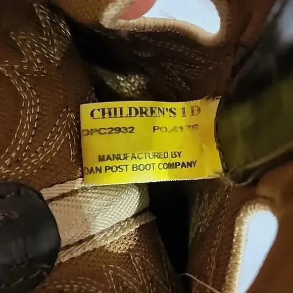 Kids Amarillo Dan Post Cowboy Boots, Brown, Size Children's 1D, PreOwned