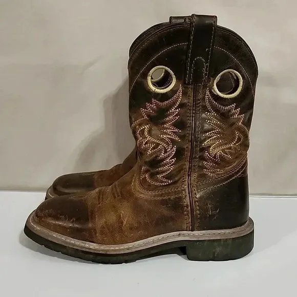 Kids Amarillo Dan Post Cowboy Boots, Brown, Size Children's 1D, PreOwned
