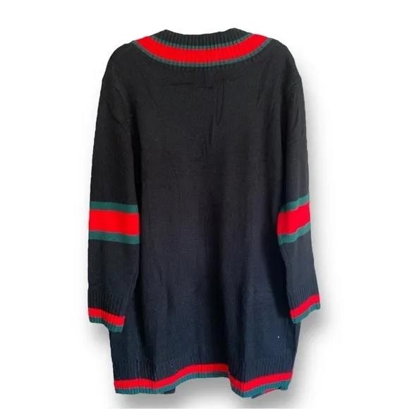 Knit Cardigan Sweater Color Block Chunky Open Front Size XL. Boho Chic NWOT