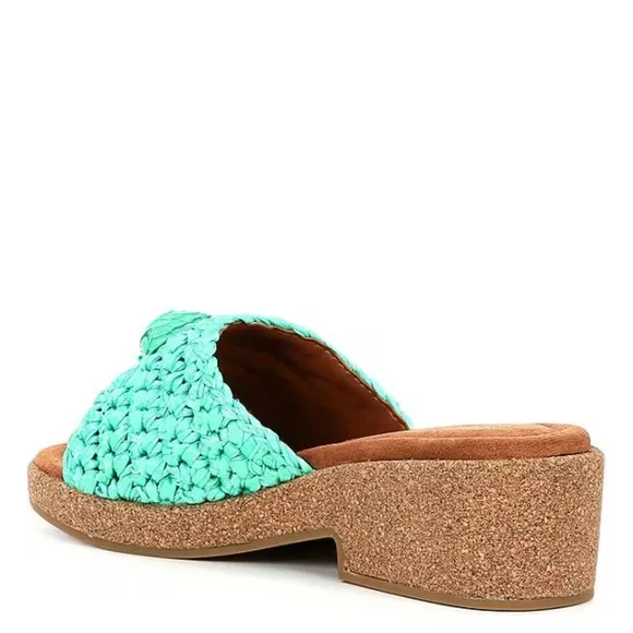 Kurt Geiger London Women’s 40.5 Eagle Green Crochet Cork Slide Sandals