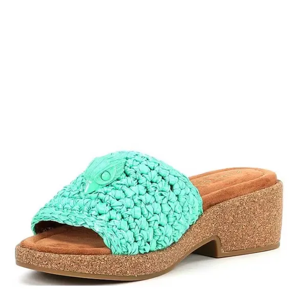 Kurt Geiger London Women’s 40.5 Eagle Green Crochet Cork Slide Sandals
