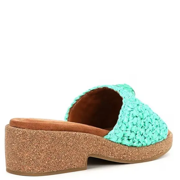 Kurt Geiger London Women’s 40.5 Eagle Green Crochet Cork Slide Sandals