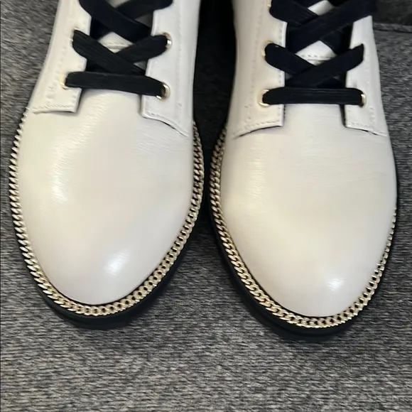 Kurt Geiger White and Black Combat Boots with Eye Design