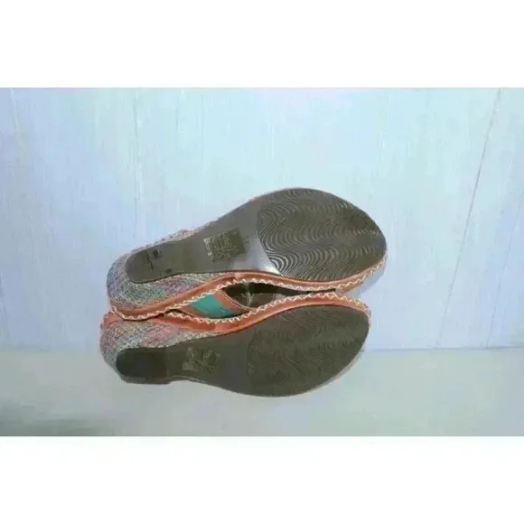 L Artiste Spring Step Lynnie Floral Wedge Sandals 37 Womens 6.5-7 Colorful Artsy