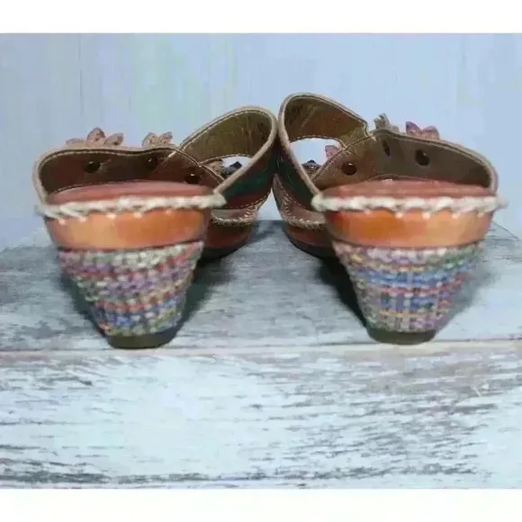 L Artiste Spring Step Lynnie Floral Wedge Sandals 37 Womens 6.5-7 Colorful Artsy