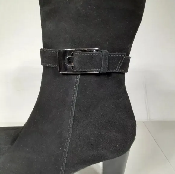LA CANADIENNE Beverley WATERPROOF SUEDE MID CALF PLATFORM‎ BOOTS SZ 11 BLACK