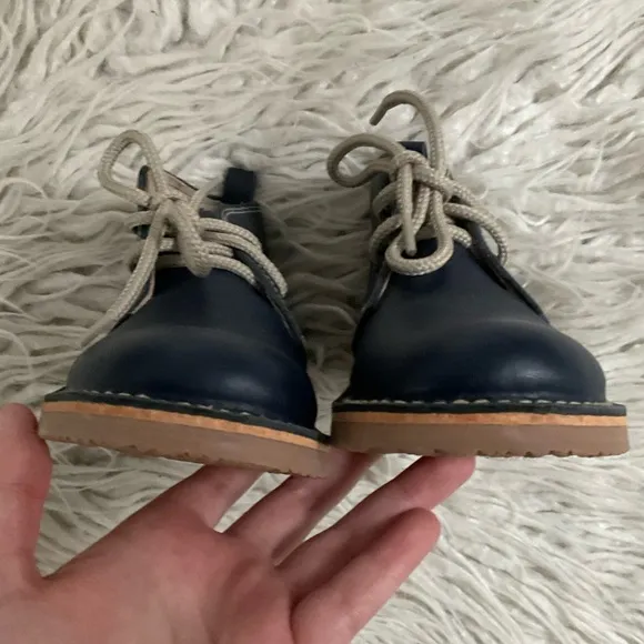 La Coqueta Kids Little Boy Navy Nappa Leather Desert Chukka Boots EUC Size 28