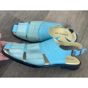 La Scarpa Mens 8.5 Alligator Leather Blue Sandals Shoes Made In Mexico