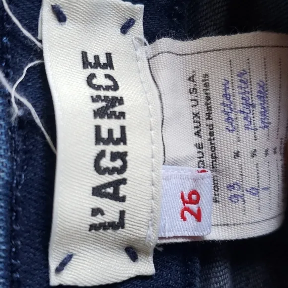 L'AGENCE El Matador High Rise Slim Raw Hem Crop Jeans Anchor Blue sz 26 Women's