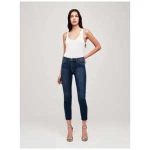 L'AGENCE El Matador High Rise Slim Raw Hem Crop Jeans Anchor Blue sz 26 Women's