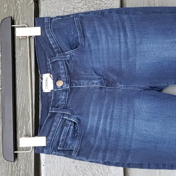 L'AGENCE El Matador High Rise Slim Raw Hem Crop Jeans Anchor Blue sz 26 Women's