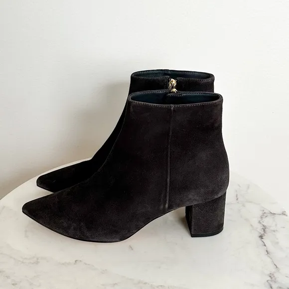 L'AGENCE NEW Jeanne Block Heel Bootie Charcoal Gray Pointed Toe Size 11 41