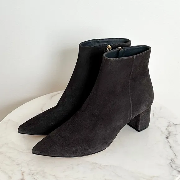 L'AGENCE NEW Jeanne Block Heel Bootie Charcoal Gray Pointed Toe Size 11 41