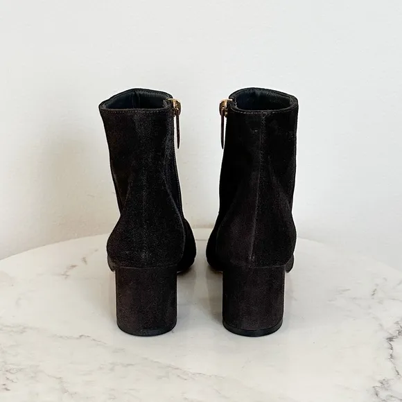 L'AGENCE NEW Jeanne Block Heel Bootie Charcoal Gray Pointed Toe Size 7 US 37 EU