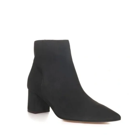 L'AGENCE NEW Jeanne Block Heel Bootie Charcoal Gray Pointed Toe Size 8.5 38.5 EU