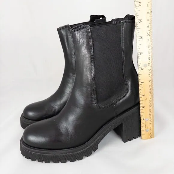 Lamica Chelsea Black Leather Italian Chunky Sole Boots EU 38 Women’s Size 7