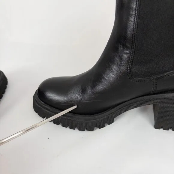 Lamica Chelsea Black Leather Italian Chunky Sole Boots EU 38 Women’s Size 7
