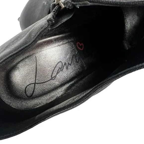 Lanvin Black Pointed Toe Leather Ankle Boots Side Zipper
