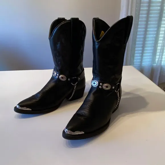 Laredo‎ LC3200 Youth Pointed Toe Leather Black Western Boots Size 4 D