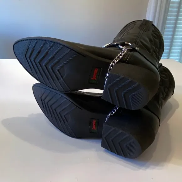 Laredo‎ LC3200 Youth Pointed Toe Leather Black Western Boots Size 4 D