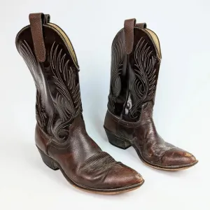 Laredo Vintage Mens 10 D Leather Western Cowboy Boots  Pointed Toe Embroidered