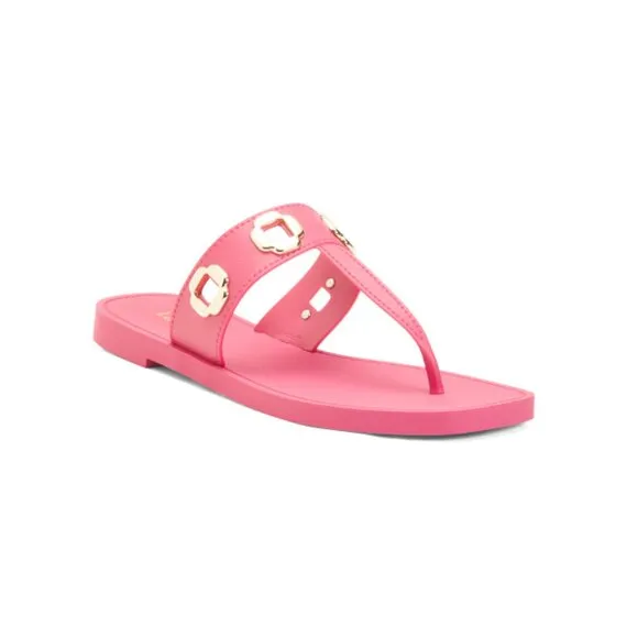 LARROUDE Pink Made In Brazil Leather Milan Slide Sandals