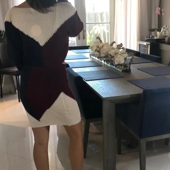 LAST 1 Tricolour Cropped Sweater W/ Matching Skirt