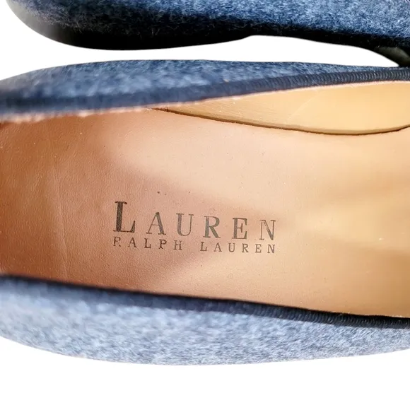LAUREN RALPH LAUREN Signature Monogram Charcoal Smoking Loafer Loafers Flats NEW
