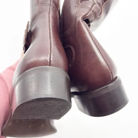 Lavorazione Artigiana Leather Riding Boots Size 7.5 Brown side Buckle