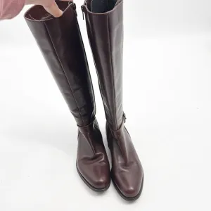 Lavorazione Artigiana Leather Riding Boots Size 7.5 Brown side Buckle