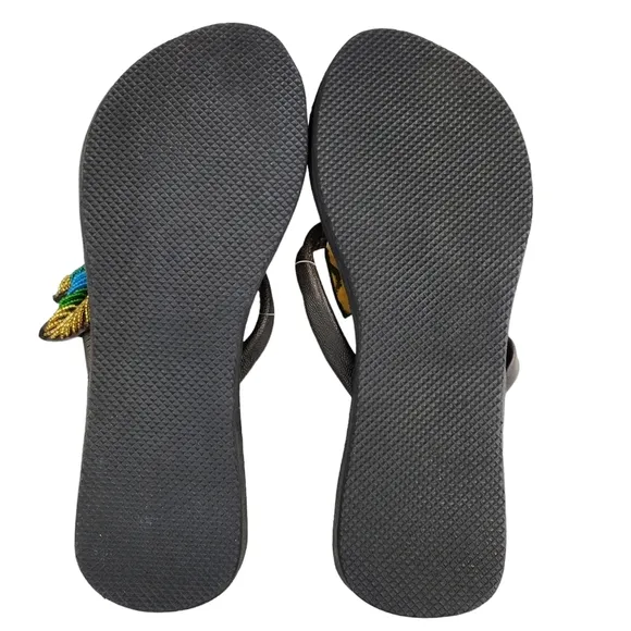 Leaf Beaded Leather Sandals from Kenya
