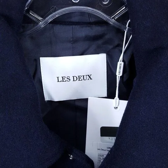 LES DEUX Varsity Jacket Mens XL Navy Snap Button Wool Basketball Sneakers $439