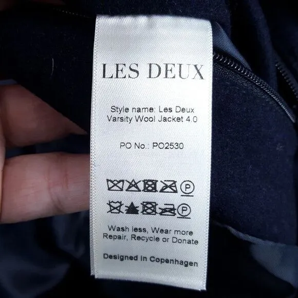 LES DEUX Varsity Jacket Mens XL Navy Snap Button Wool Basketball Sneakers $439
