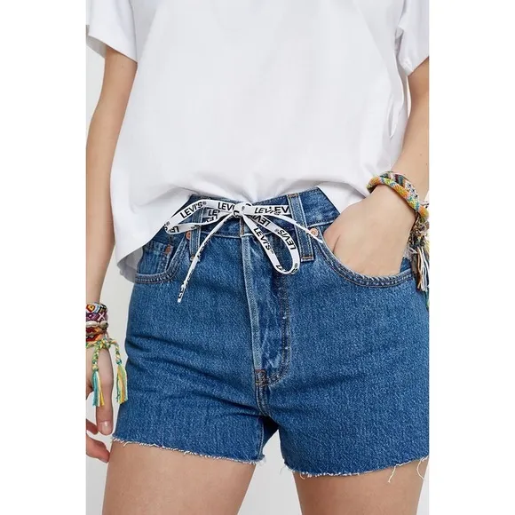 Levis 501 Logo Drawstring Denim Button-fly Shorts