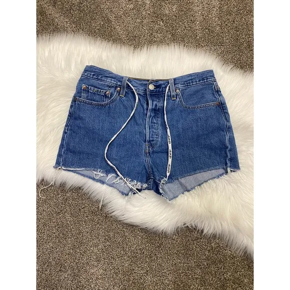Levis 501 Logo Drawstring Denim Button-fly Shorts