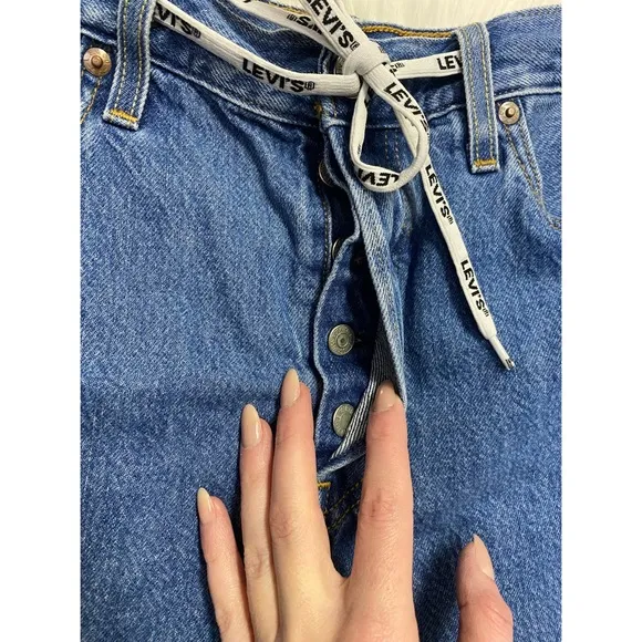 Levis 501 Logo Drawstring Denim Button-fly Shorts