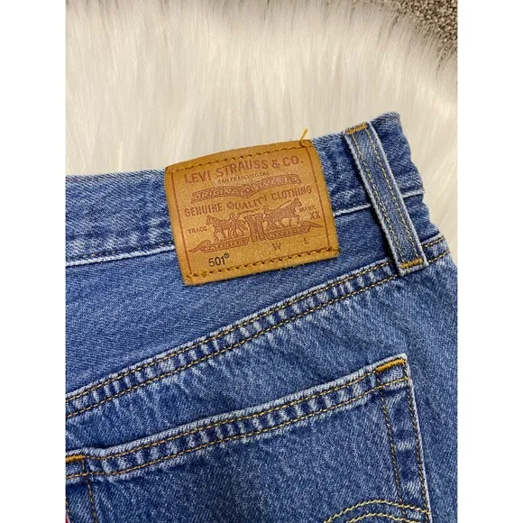 Levis 501 Logo Drawstring Denim Button-fly Shorts