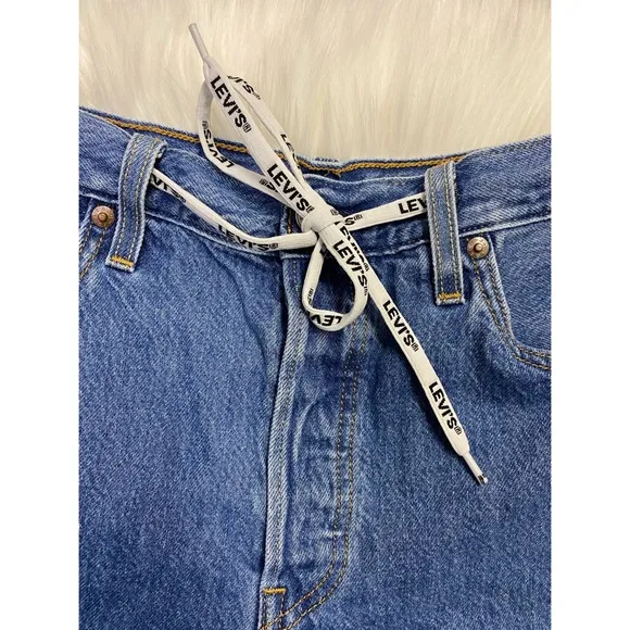 Levis 501 Logo Drawstring Denim Button-fly Shorts
