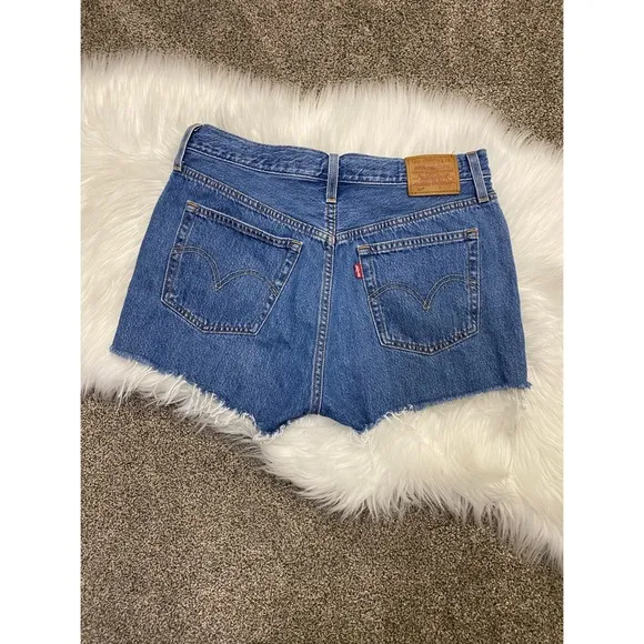 Levis 501 Logo Drawstring Denim Button-fly Shorts