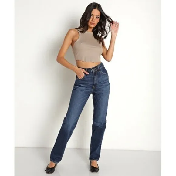 Levis 70s High Slim Straight Jeans Womens 26X29 Dark Wash A08980015