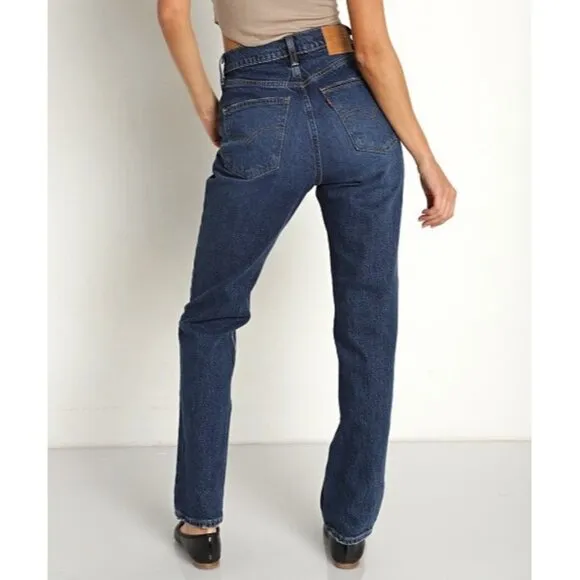Levis 70s High Slim Straight Jeans Womens 26X29 Dark Wash A08980015