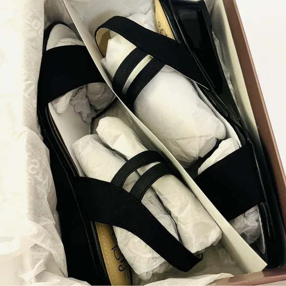 LifeStride Wedge Gorgeous Black Sandals Sz 7.5 NWT