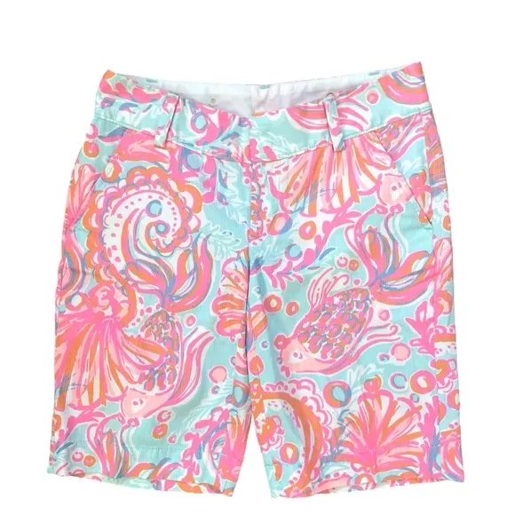 Lilly Pulitzer 10 inch Pink Pout Too Much Bubbly Chipper Shorts Size 00 NWOT