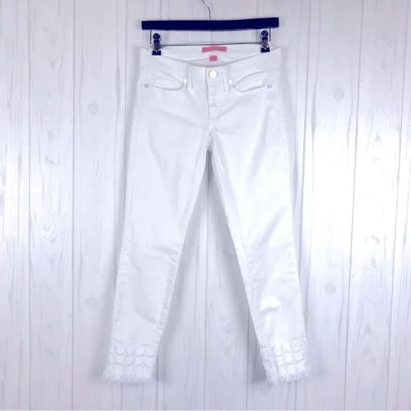 Lilly Pulitzer Jeans White South Ocean LaceTrim Crop 2 NWOT