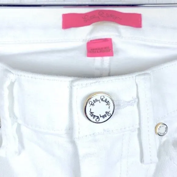 Lilly Pulitzer Jeans White South Ocean LaceTrim Crop 2 NWOT