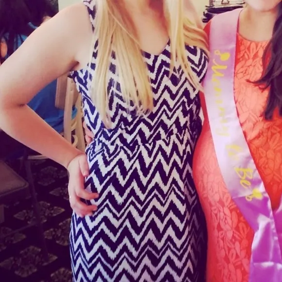 Lilly Pulitzer Mills Racerback Max Dress in Navy &amp; White Chevron Print Size XS