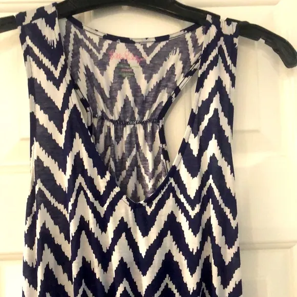 Lilly Pulitzer Mills Racerback Max Dress in Navy &amp; White Chevron Print Size XS