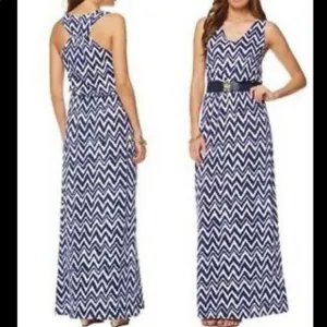 Lilly Pulitzer Mills Racerback Max Dress in Navy &amp; White Chevron Print Size XS