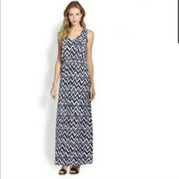 Lilly Pulitzer Mills Racerback Max Dress in Navy &amp; White Chevron Print Size XS