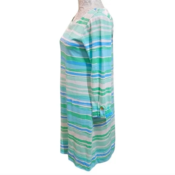 Lilly Pulitzer Striped Dress Sz Small Green and Blue Coastal Preppy Vacation